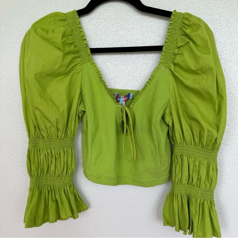 Urban Outfitters Lime Green Ruched Blouse